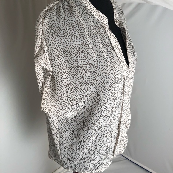 Hale Bob sheer v-neck button up blouse with tiny hearts - Picture 4 of 9